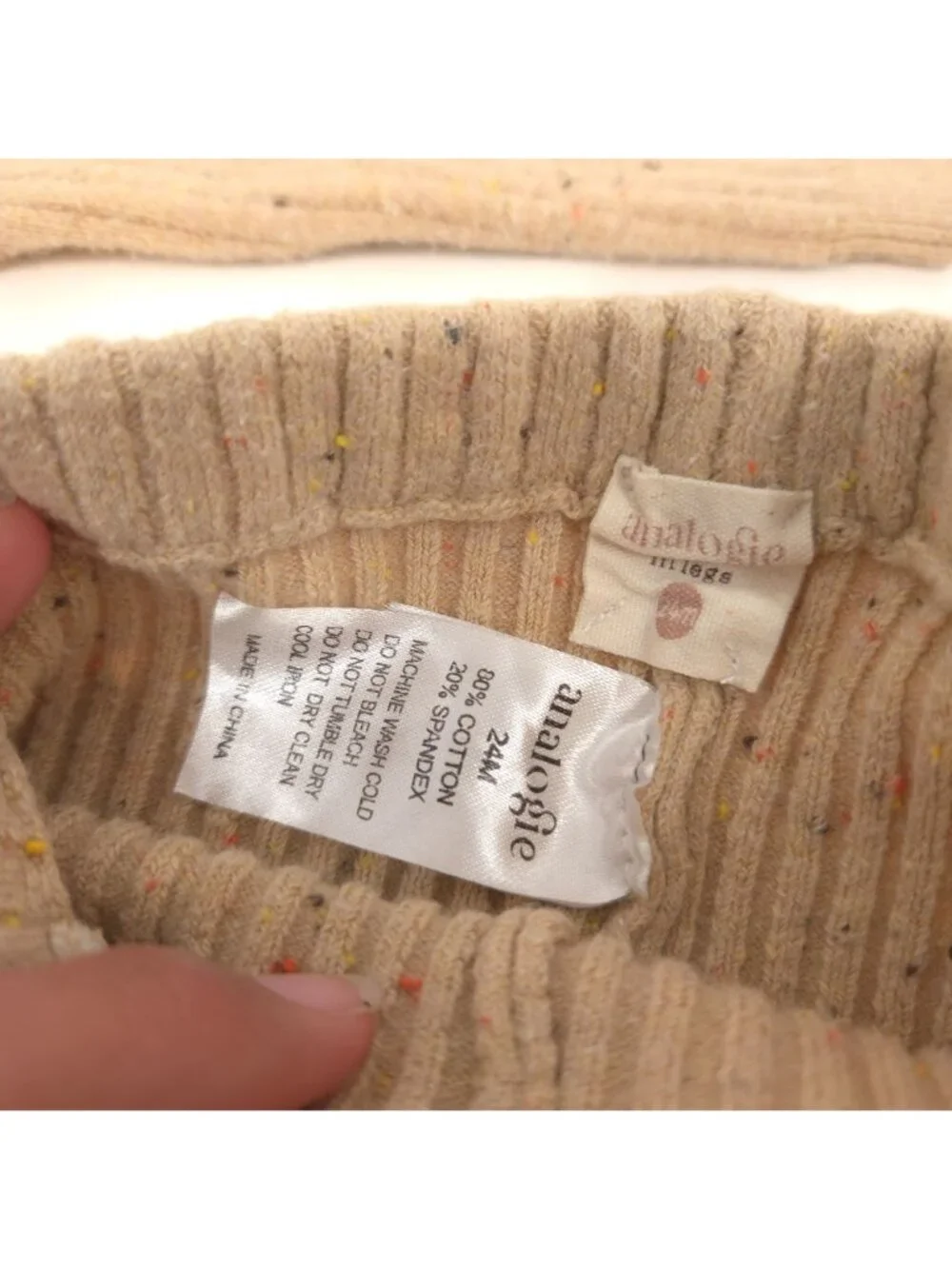 Analogie by Lil Legs Ribbed Sweater & Pants Set Tan Toffee Speckle Knit Size 24M